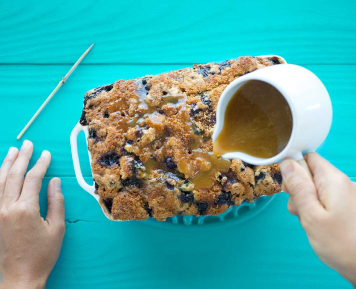 Cream Cheese Glazed Blueberry Coffee Cake